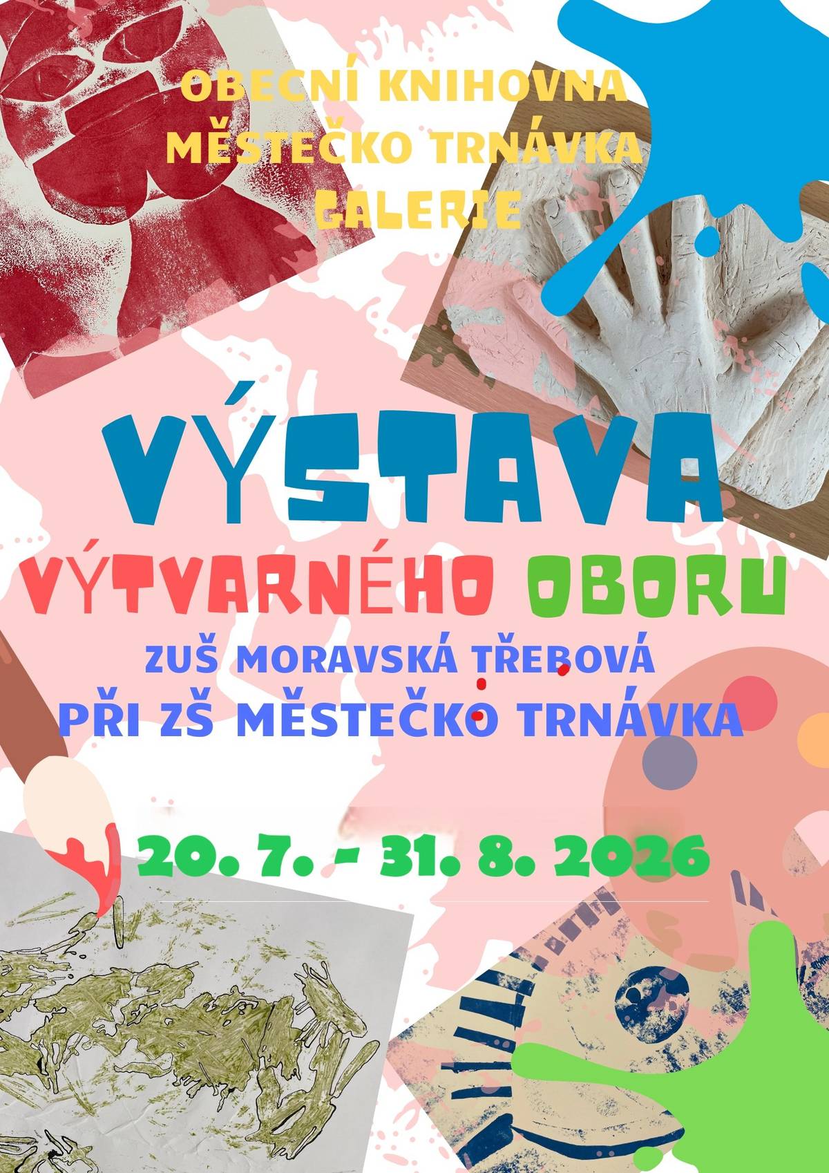 Obecní knihovna v Městečku Trnávce vás zve do galerie knihovny na výstavu prací dětí výtvarného oboru při ZŠ a MŠ Městečko Trnávka. Výstava je přístupná v půjčovní době knihovny.