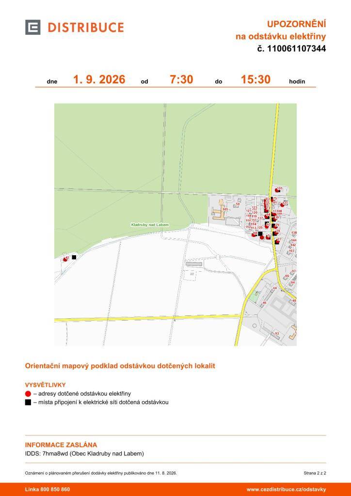 1.9.2026  od 7:30 do 15:30 hodin   Kladruby nad Labem