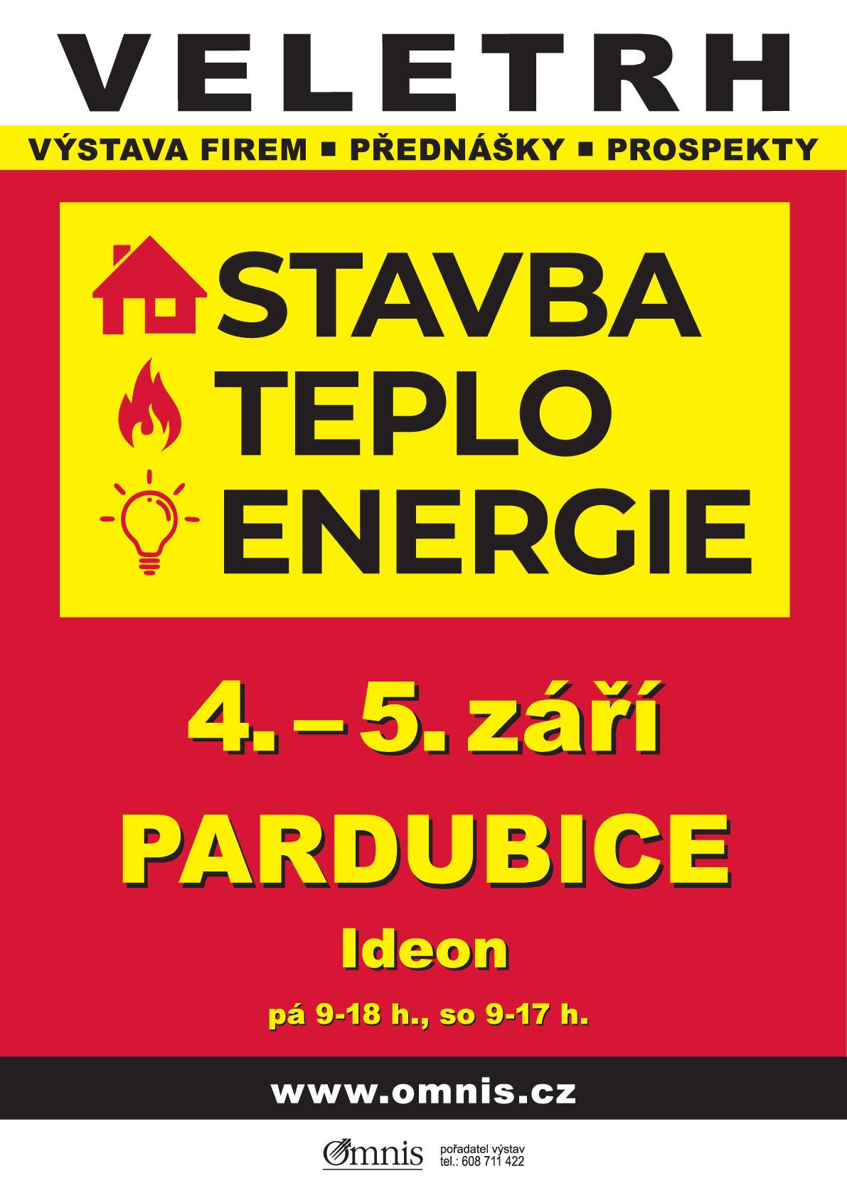 Pozvánka na 1. ročník stavebního veletrhu STAVBA – TEPLO – ENERGIE Pardubice, který se bude konat v pardubickém Ideonu ve dnech 4. až 5. září 2026. + program + volná vstupenka
