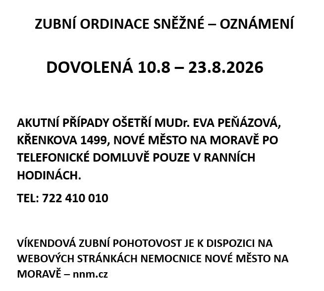 Informace o dovolené.
