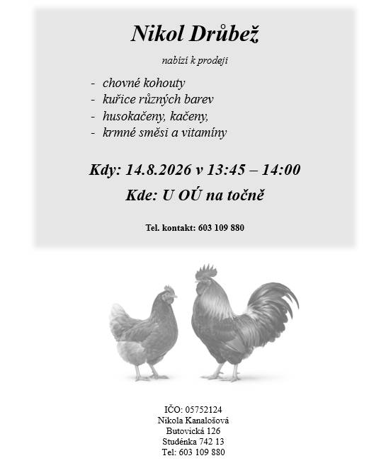 14.8.2026, 13:45 - 14:00, u OÚ na točně