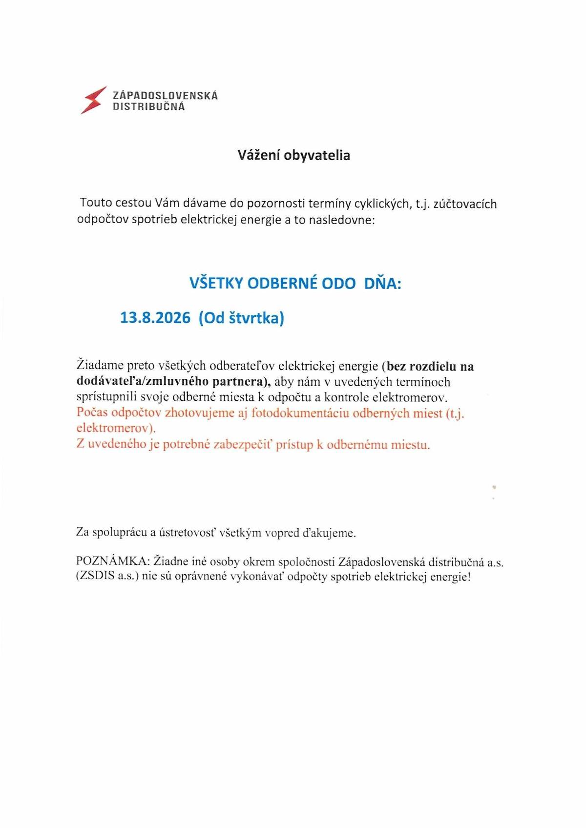 Odpočet elektromerov