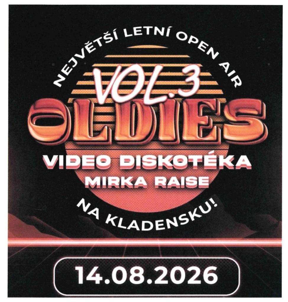 V pátek 14.8.2026 proběhne poslední letošní OLDIES video diskotéka.Areál otevře v 18hod.a akce odstartuje v 19hod.Levnější lístky v online předprodeji na Goout.cz nebo pak klasicky na místě.