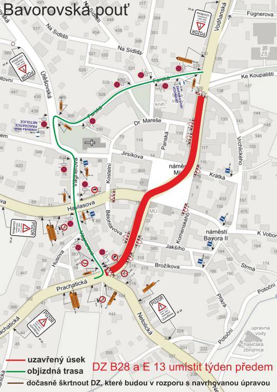 V příloze jsou objízdné trasy pro osobní a nákladní auta nad 3,5 t od 14.srpna 14:00 hodin do 16.srpna 17:00 hodin.