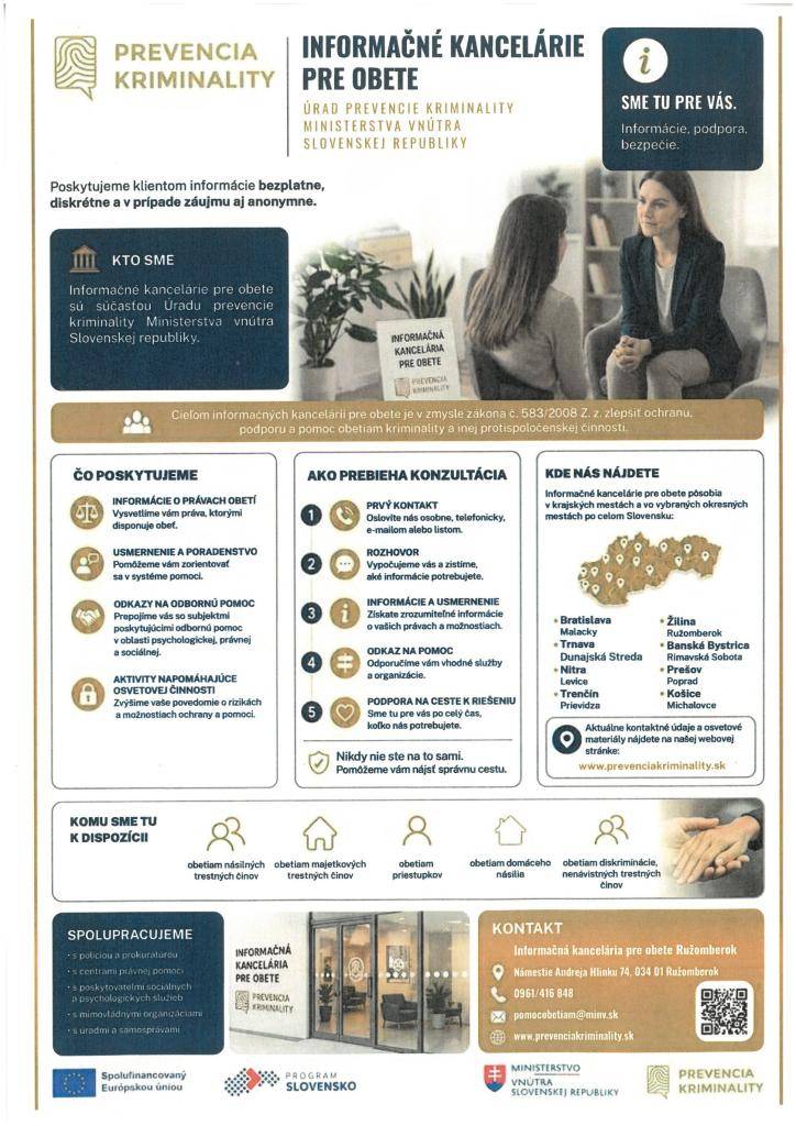 Prevencia kriminality - Informačné kancelárie pre obete