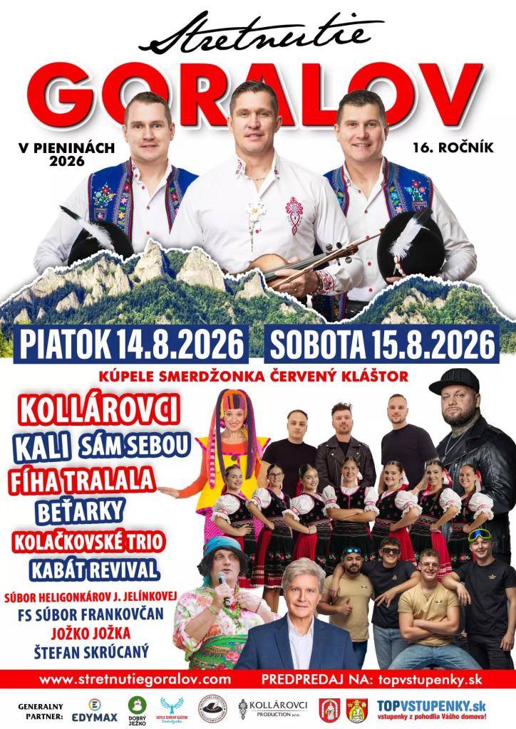 V dňoch 14.08. a 15.08.2026 sa uskutoční v Pieninách 16. ročník stretnutia Goralov...