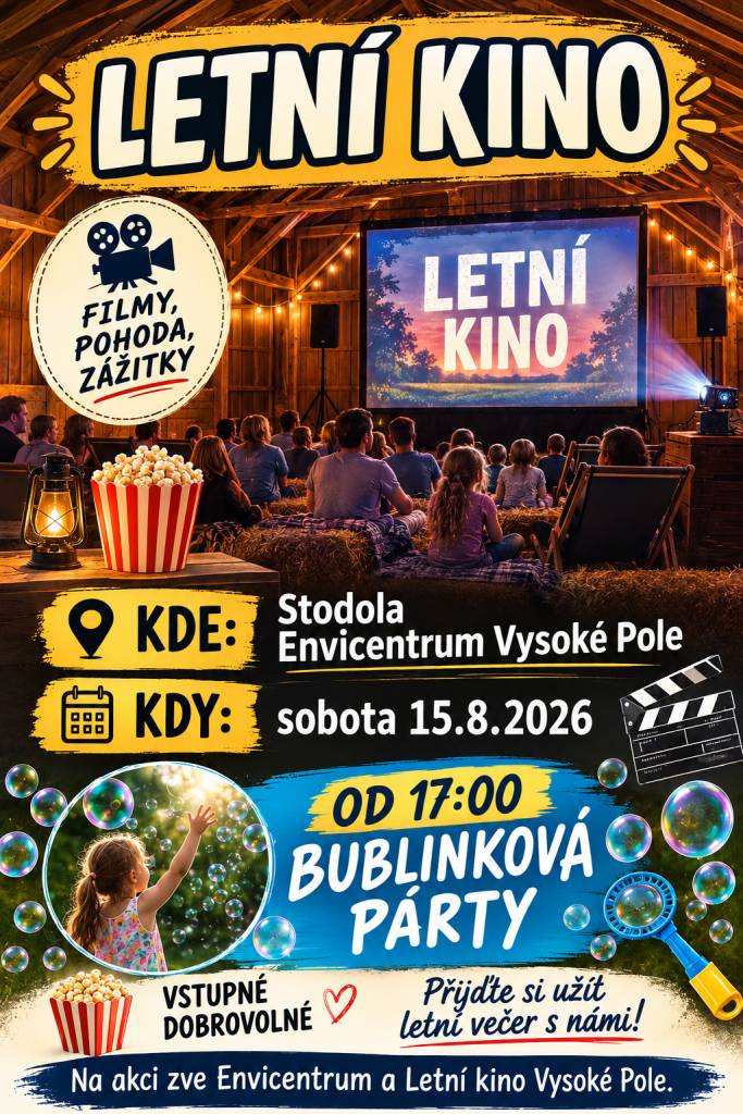 pozvánka na letní kino do Envicentra ve Vysokém Poli