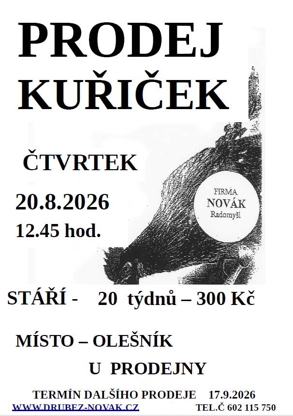 U prodejny Jednoty v Olešníku ve 12:45 hod.