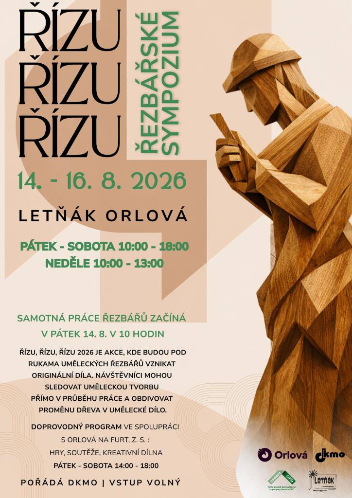 Letňák Orlová se dneškem stává místem, kde budou pod rukama zkušených řezbářů vznikat originální dřevěná díla. Od pátku 14. do neděle 16. srpna se zde uskuteční řezbářské sympozium. Návštěvníci budou mít jedinečnou příležitost sledovat celý proces tvorby od prvních řezů až po hotové sochy. Práce řezbářů začne v 10 hodin a pokra...