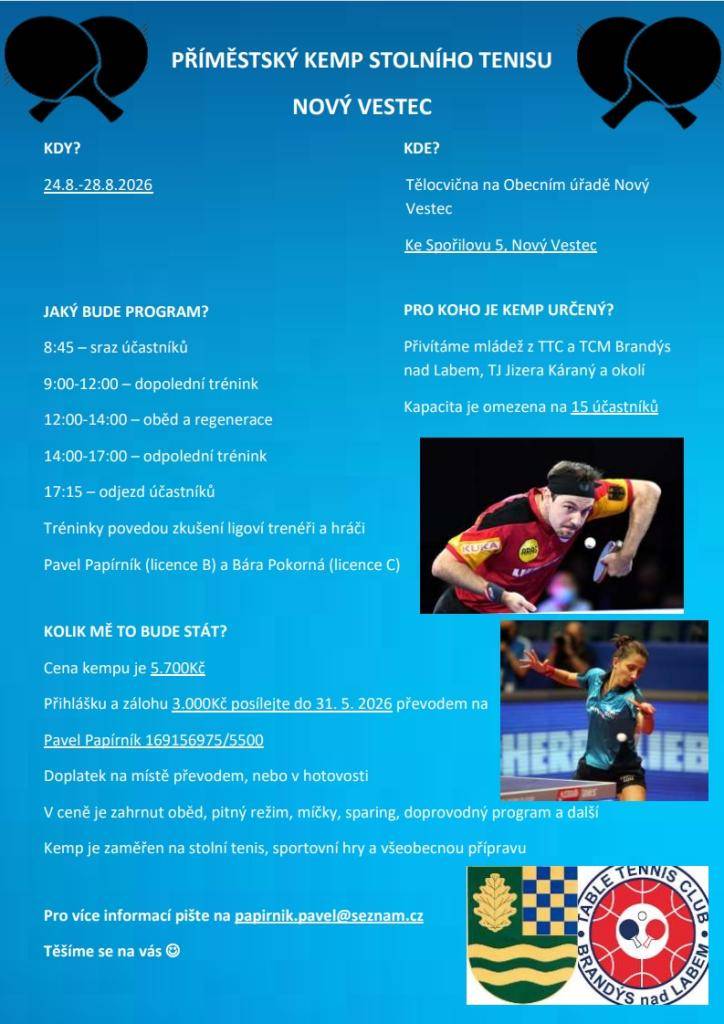 Příměstský kemp stolní tenis