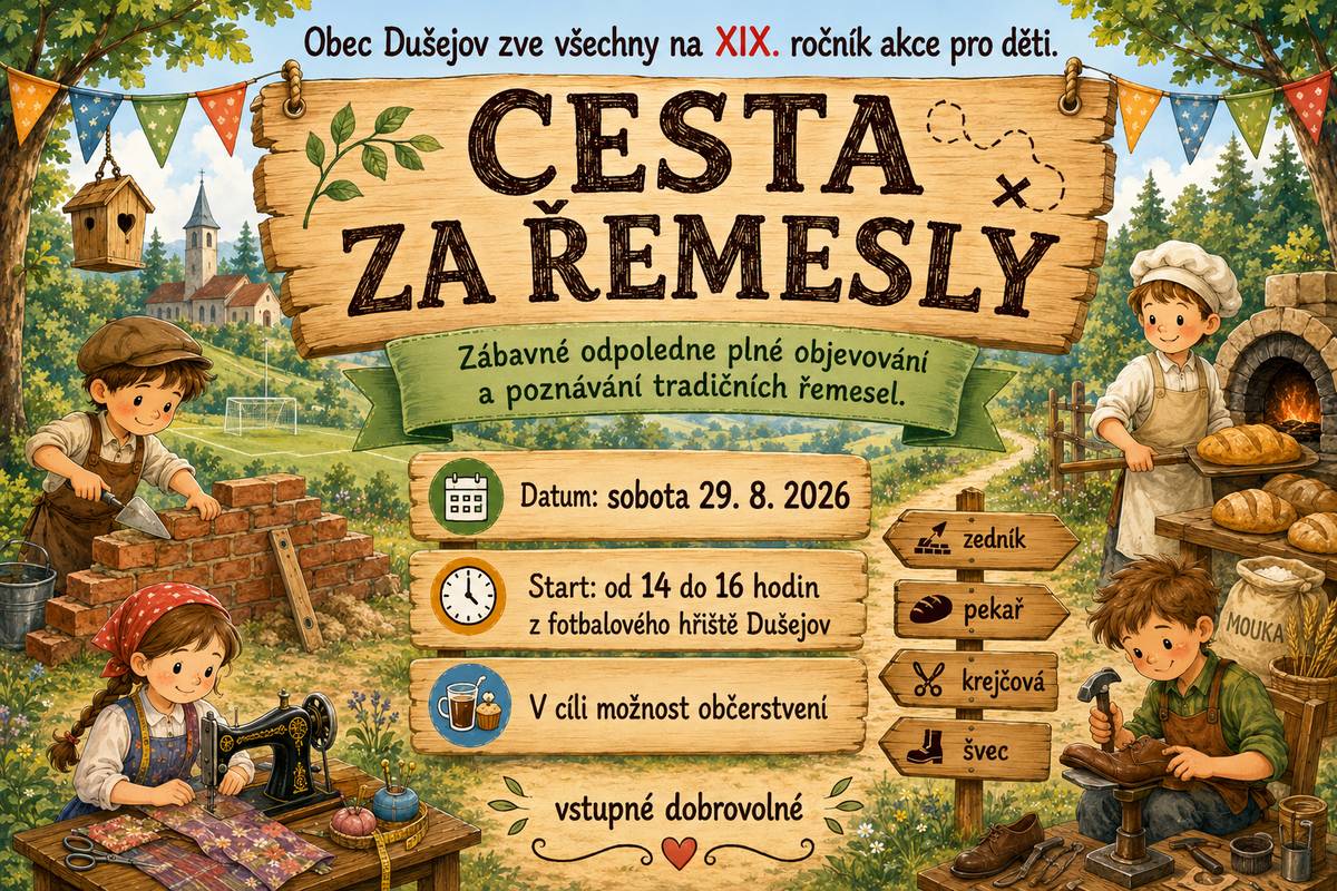 Zveme děti s rodiči a prarodiči na již 19. ročník tradiční CESTY - tentokrát za řemesly.
