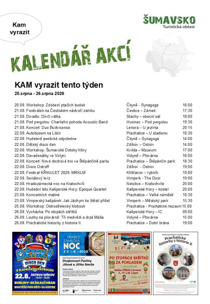 Kalendář akcí pro 34. týden 2026