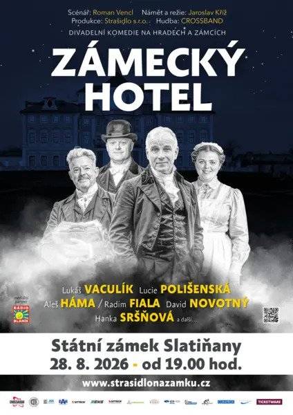 Zpříjemněte si páteční večer skvělou kulturou a humorem. Do kouzelného prostředí Státního zámku Slatiňany míří komedie Zámecký hotel s hvězdným obsazením! 🌟 Na jevišti se představí Lukáš Vaculík, Lucie Polišenská, David Novotný, Hanka Sršňová a Aleš Háma nebo Radim Fiala. O skvělou atmosféru se postará i hudba od kapely Crossband. 🎶   📅 Kdy: pátek 28. srpna 2026 od 19:00   📍 Kde: Státní zámek Slatiňany   🎟️ Vstupenky a info: www.strasidlonazamku.cz   Nenechte si ujít jedinečný zážitek pod letní oblohou.