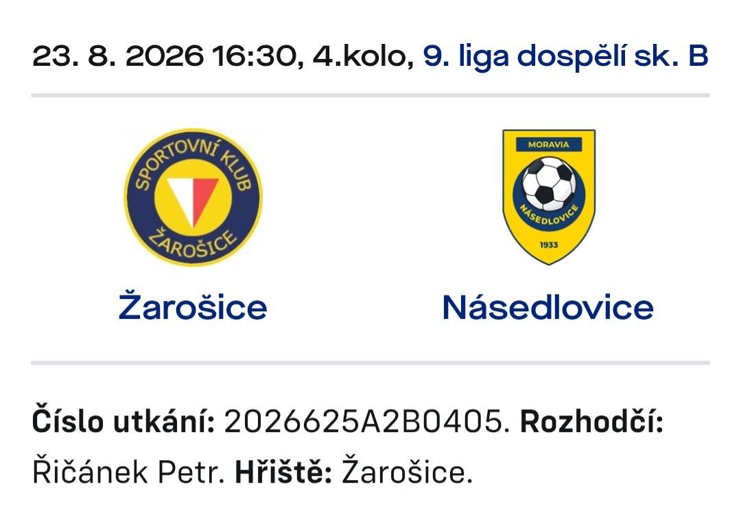 TJ Moravia Násedlovice zve: