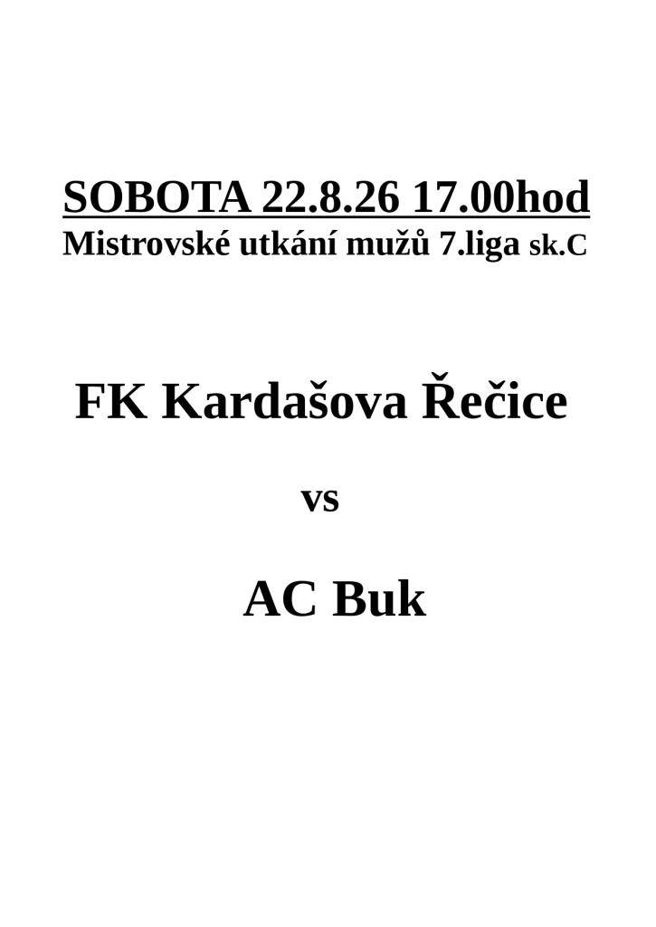 Fotbalový zápas - FK Kardašova Řečice vs AC Buk