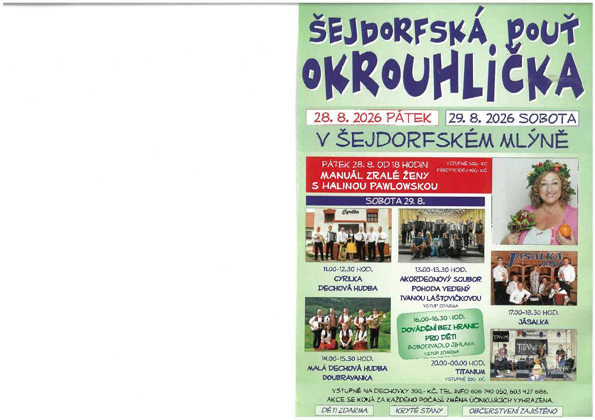 Šejdorfská pouť - 28.8. a 29.8. 2026