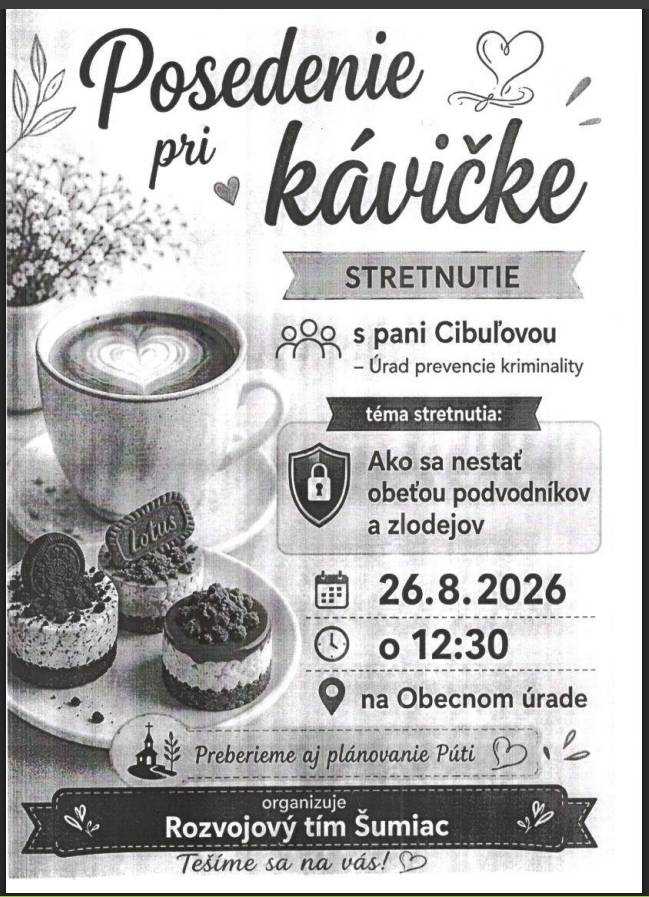 Posedenie pri kávičke 26.8.2026