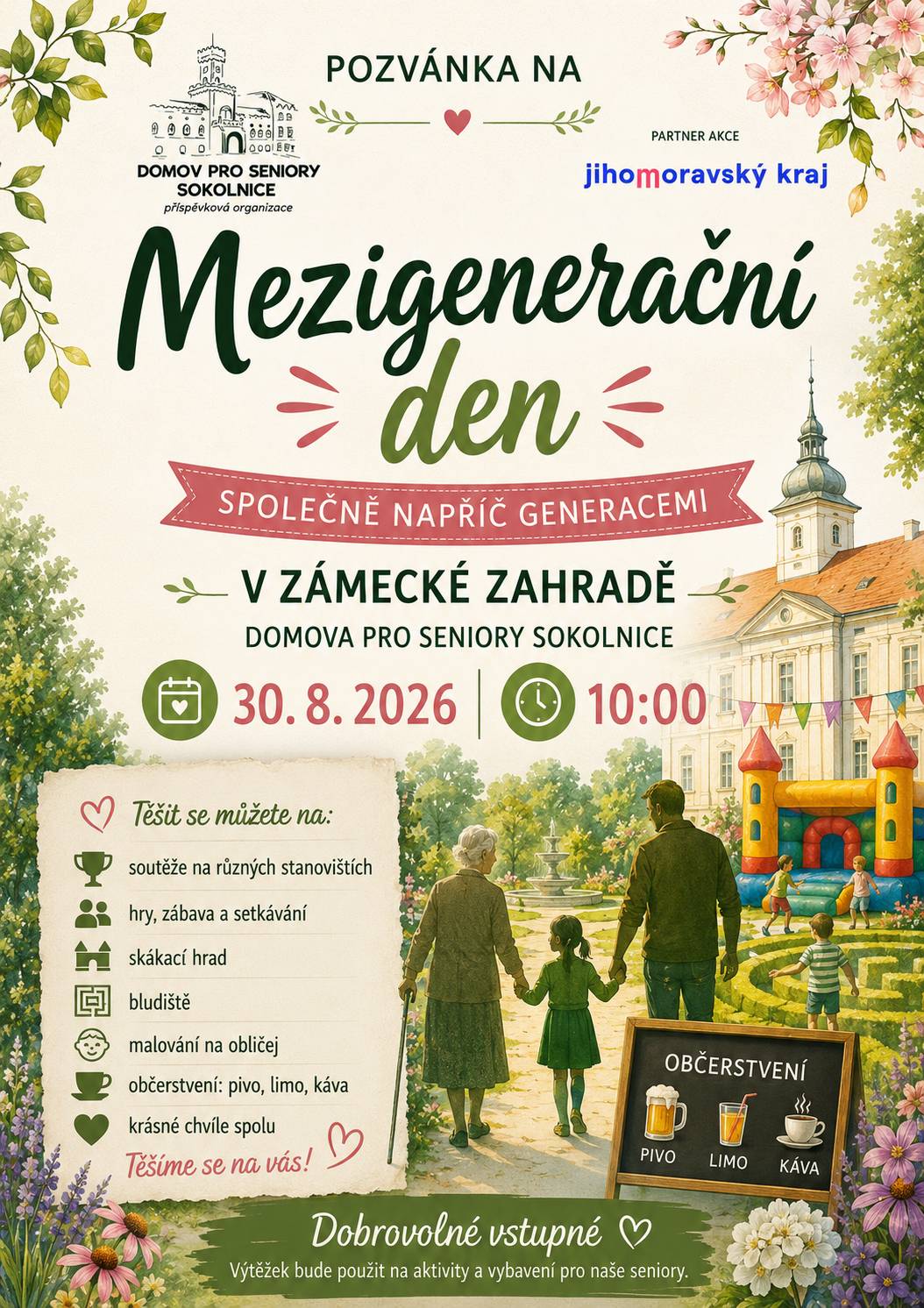 v zámecké zahradě v Domově pro seniory Sokolnice od 10:00 hodi