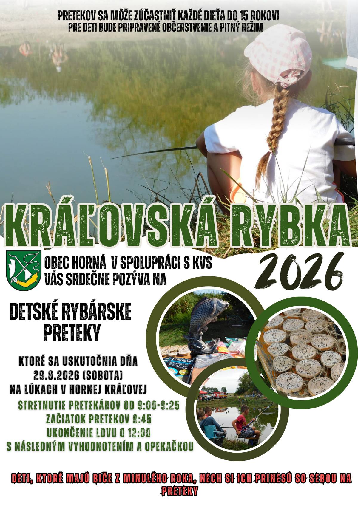 Obec Horná Kráľová v spolupráci s KVS Vás pozýva na Kráľovskú rybku, 29.8.2026 (sobota)