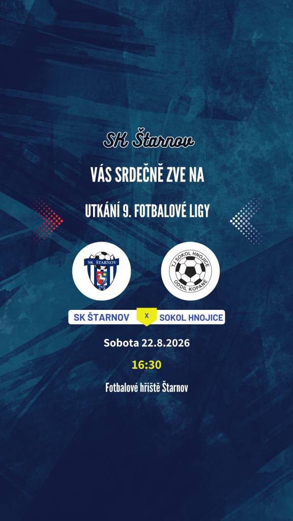 V sobotu 22. srpna 2026 se v obci koná utkání 9. fotbalové ligy.