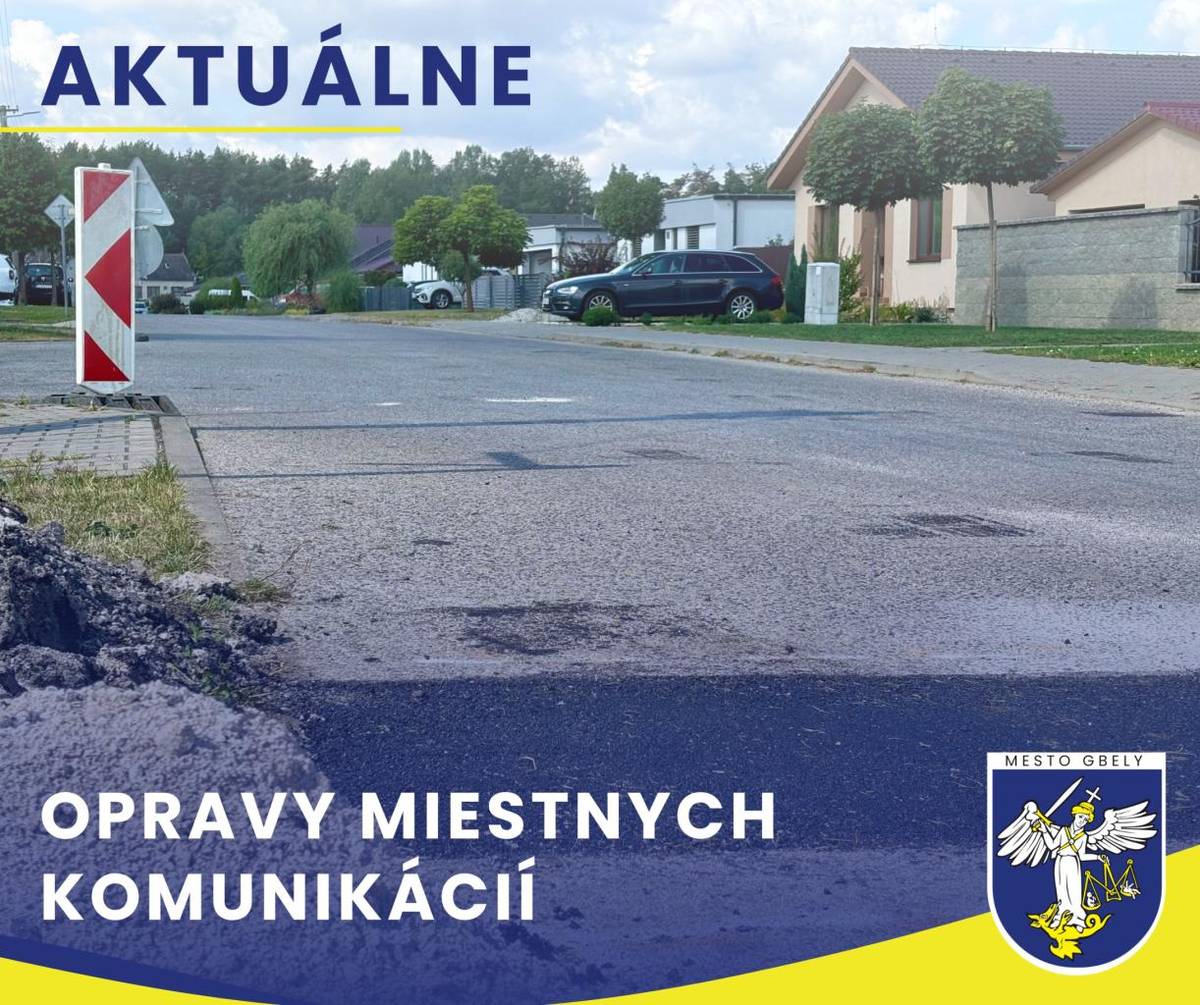 Vážení občania,    oznamujeme vám, že v týchto dňoch prebiehajú na území mesta opravy miestnych komunikácií, verejných priestranstiev a odstavných plôch po prácach spoločnosti Západoslovenská distribučná, a.s.    Prosíme vás o trpezlivosť a rešpektovanie dočasných dopravných obmedzení.