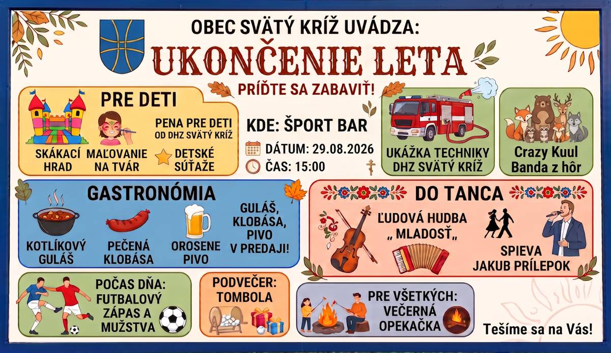 Obec Svätý Kríž organizuje akciu Ukončenie leta.