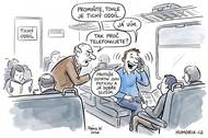 Cestující požádal muže v tichém oddílu, aby přestal telefonovat. Ten mu vysvětlil, proč to nejde