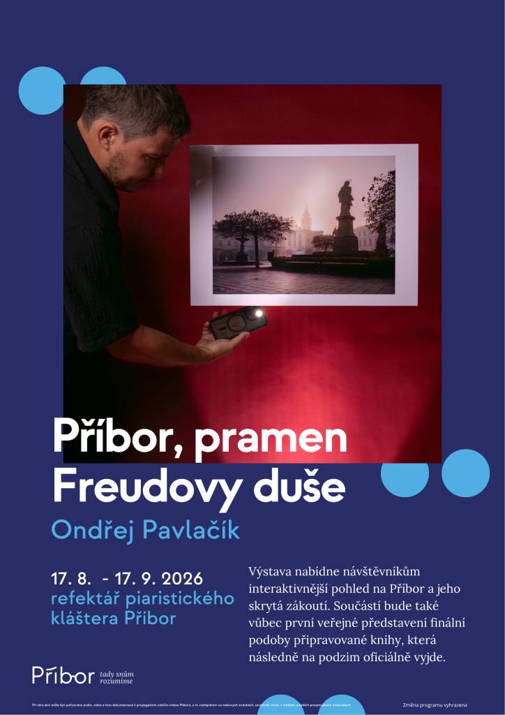 Výstava Ondřeje Pavlačíka nabídne návštěvníkům interaktivní pohled na Příbor a jeho skrytá zákoutí.   Součástí výstavy je také první veřejné představení finální podoby připravované knihy, která oficiálně vyjde na podzim tohoto roku.   Jste srdečně zváni.