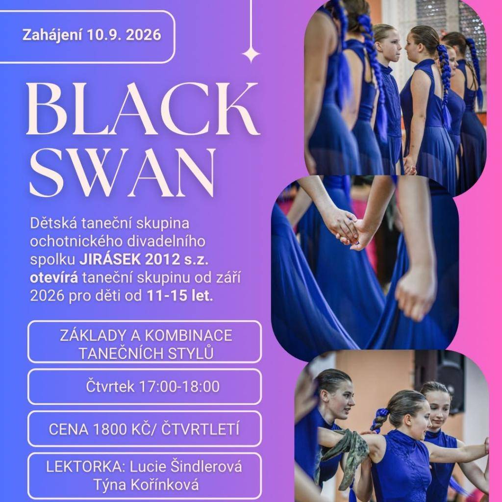 Ochotnický divadelní spolek JIRÁSEK 2012 s.z. otvírá taneční skupinu od září 2026 pro děti od 11 do 15 let.