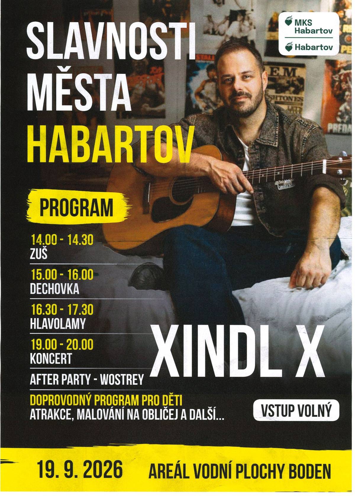 Městské kulturní středisko habartov zve na akci Habartovské slavnosti. V rámci akce vystoupí XINDL X.