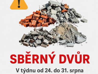 Prosíme občany, aby v tomto týdnu nevozili stavební suť na sběrný dvůr. Kontejner je aktuálně plný a z důvodu dovolených u svozové firmy není možné zajistit jeho vývoz.  Děkujeme za pochopení.
