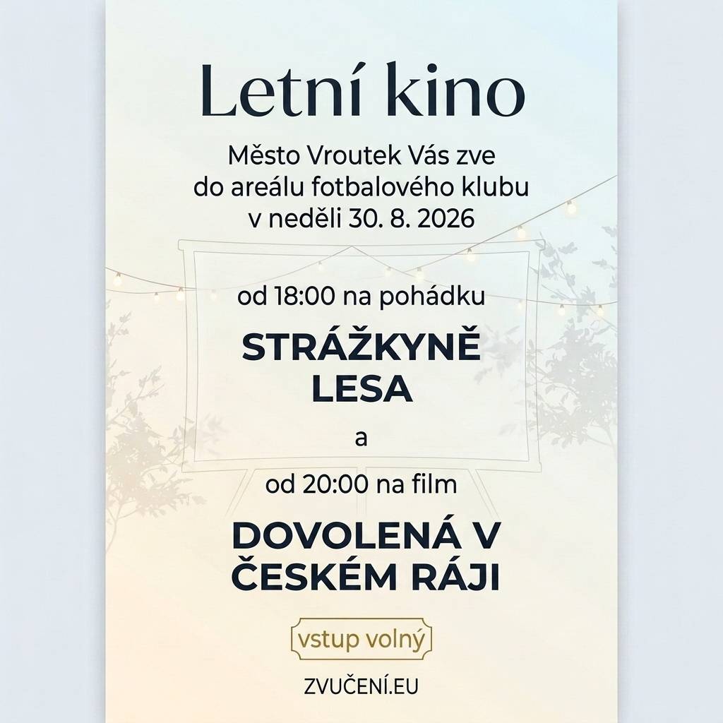 Letní kino na fotbalovém hřišti ve Vroutku v neděli 30. srpna