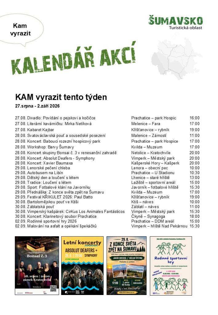 Kalendář akcí pro 35. týden 2026