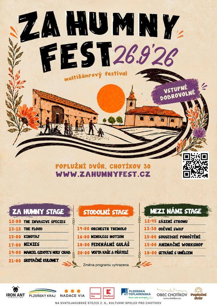 Pozvánka na akci Za humny fest 2026 v obci Chotíkov.