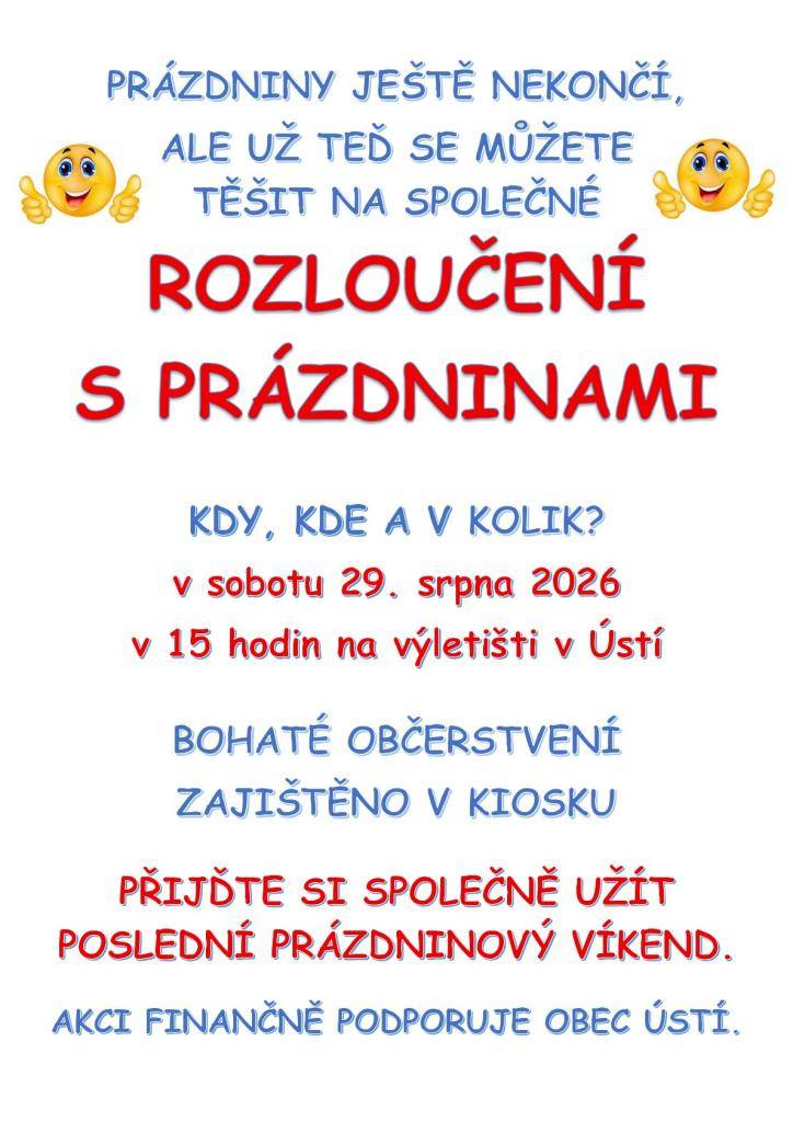 v sobotu 29. srpna 2026 od 15 hodin ve sportovním areálu v Ústí.
