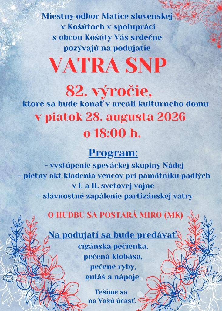 Areál kultúrneho domu od 18:00 hod.