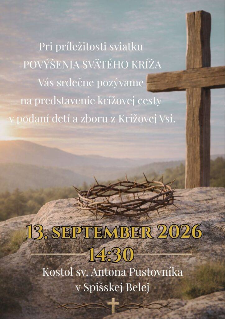 Krížovú cestu v netradičnom prevedení divadelného umenia nemohry, s detským vysvetlením opisu deja, v spojení s autentickými kostýmami danej doby, budete mať možnosť pozrieť si v kostole sv. Antona Pustovníka...