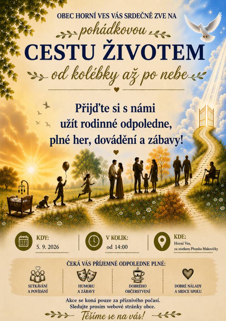 Zveme vás na rodinné odpoledne plné her a zábavy v Horní Vsi.  Sobota 5. září 2026