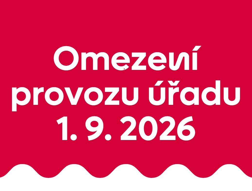 Upozorňujeme na možné omezení provozu úřadu v úterý 1. září 2026, zejména odborů životního prostředí, živnostenského, sociálních věcí a sociálně-právní ochrany dětí. Důvodem je plánované přerušení dodávky elektřiny v objektu úřední budovy Riegrova 1100 (předpoklad od 9:15 do 12:45). V důsledku plánovaného přerušení dodávky elektřiny může být v uvedené době omezen nebo dočasně znemožněn provoz některých pracovišť a služeb, zejména těch, které jsou závislé na dodávce elektrické energie, počítačových systémech a dalších technologiích. Za plánované přerušení dodávky elektřiny odpovídá společnost ČEZ Distribuce, a. s. Městský úřad Roudnice nad Labem tuto skutečnost nemůže ovlivnit a občanům se za případné omezení dostupnosti služeb v důsledku odstávky omlouváme. Žádáme občany, aby s možností omezení služeb počítali a zohlednili ji při plánování své návštěvy úřadu. Děkujeme za pochopení.