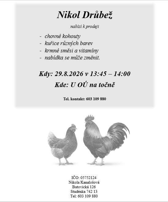 29.8.2026, u OÚ na točně