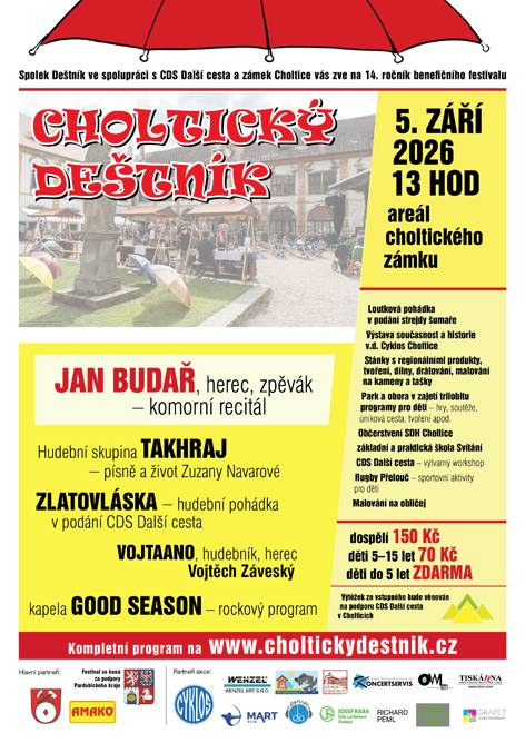 Na 5. září 2026 je plánována charitativní akce v areálu Choltického zámku ,,Choltický deštník"