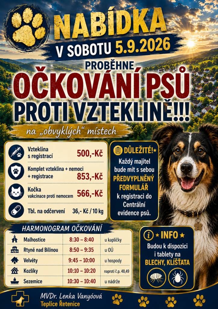 Sobota 5.9.2026 MVDr. Vanyóová Teplice Řetenice