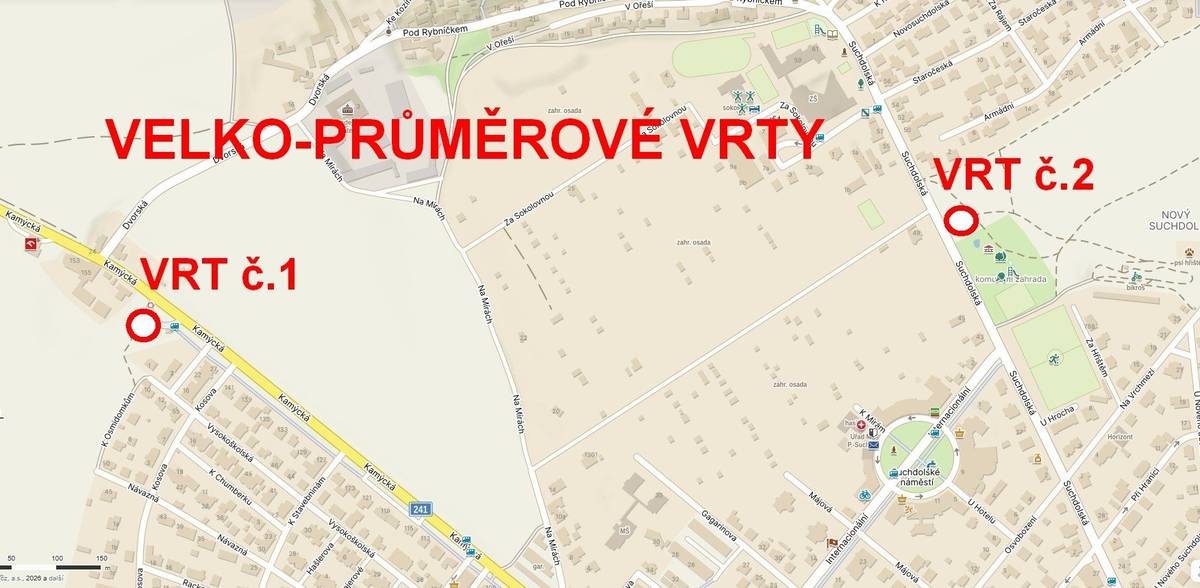 V rámci přípravy projektu stavby dálnice D0, stavby 518 skrz naši městskou část budou v nadcházejících dnech provedeny dva velko-průměrové vrty.  vrt č.1 bude prováděn u Kamýcké, za otočkou BUS 147 vrt č. 2 bude prováděn u Suchdolské, poblíž komunitní zahrady vrty bude provádět těžká technika, rodiče, dejte pozor na „volný“ pohyb dětí zejména na komunitní zahradě a v jejím okolí!   pondělí 24. 8. – vrt č. 2 (ul. Suchdolská, poblíž komunitní zahrady) – během dne vytyčení, nájezd 1. části techniky a příprava plochy, noc z pondělí 24. 8. na úterý 25. 8. – převoz a vyložení vrtné soupravy úterý 25. 8. od cca 10:00 vrtné práce na vrtu č. 2, předpoklad ukončení ve středu 26. 8. včetně úklidu plochy noc ze středy 26. 8. na čtvrtek 27. 8. převoz vrtné soupravy na vrt č. 1 (ul. Kamýcká, za otočkou BUS 147) čtvrtek 27. 8. od cca 10:00 vrtné práce na vrtu č. 1, předpoklad ukončení v pátek 28. 8. včetně úklidu plochy  POZOR – vrty budou prováděny těžkou technikou!!!