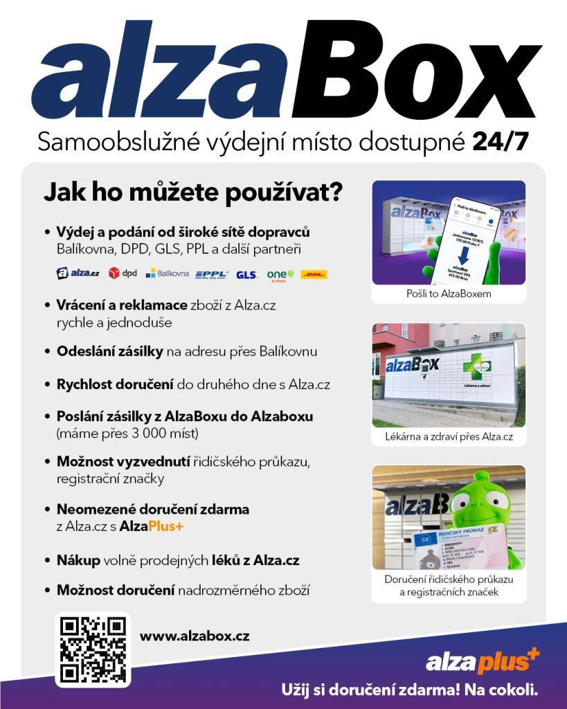 Chytré výdejní místo na zásilky nejen z Alzy bude od čtvrtka 27. 8. sloužit občanům také v Ratměřicích. Alzabox umístěný za budovou obecního úřadu bude nabízet výdej a podání od široké sítě dopravců, ale také například výdej registrační značky vozidla, nebo nákup volně prodejných léků z ALza.cz.
