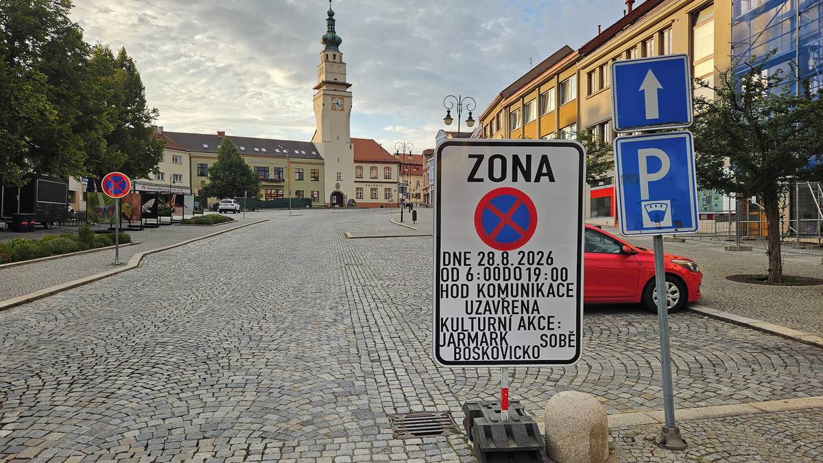 V pátek 28. srpna bude v době od 6:00 do 19:00 hodin uzavřena horní část Masarykova náměstí pro automobilovou dopravu. Důvodem je konání kulturní akce JARMARK BOSKOVICKO SOBĚ. Z Masarykova náměstí bude možné vyjet ulicí Zborovskou. Prosíme řidiče o respektování dopravního omezení a zvýšenou opatrnost.