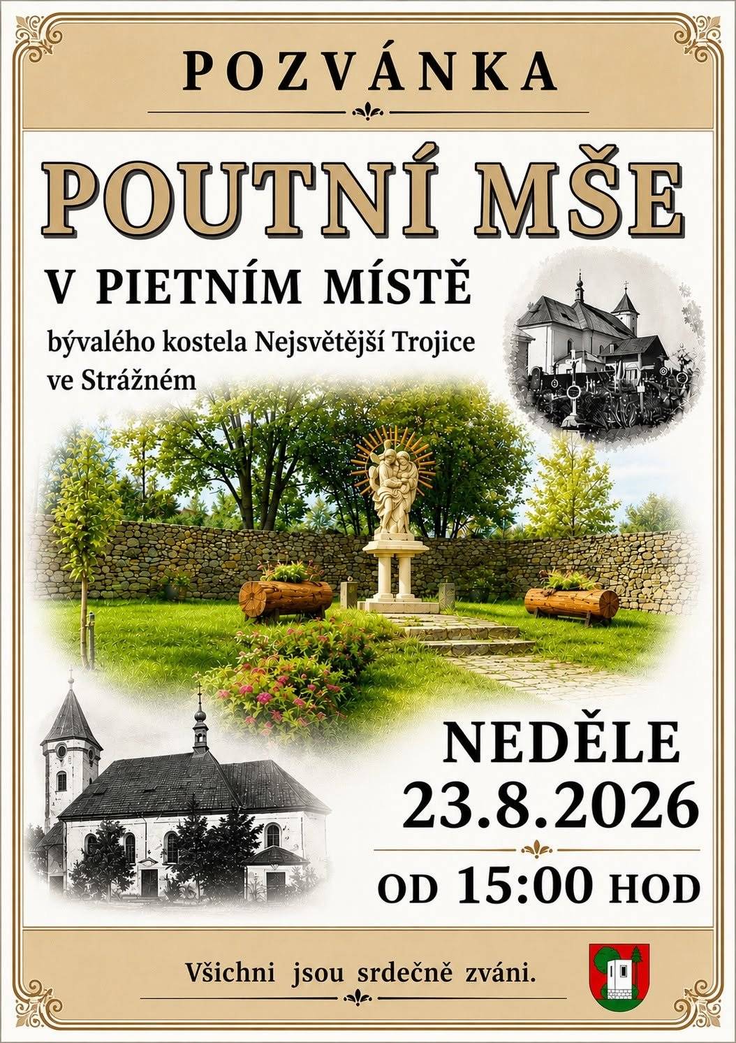 V neděli 23.08.2026 proběhla ve Strážném poutní mše v pietním místě.