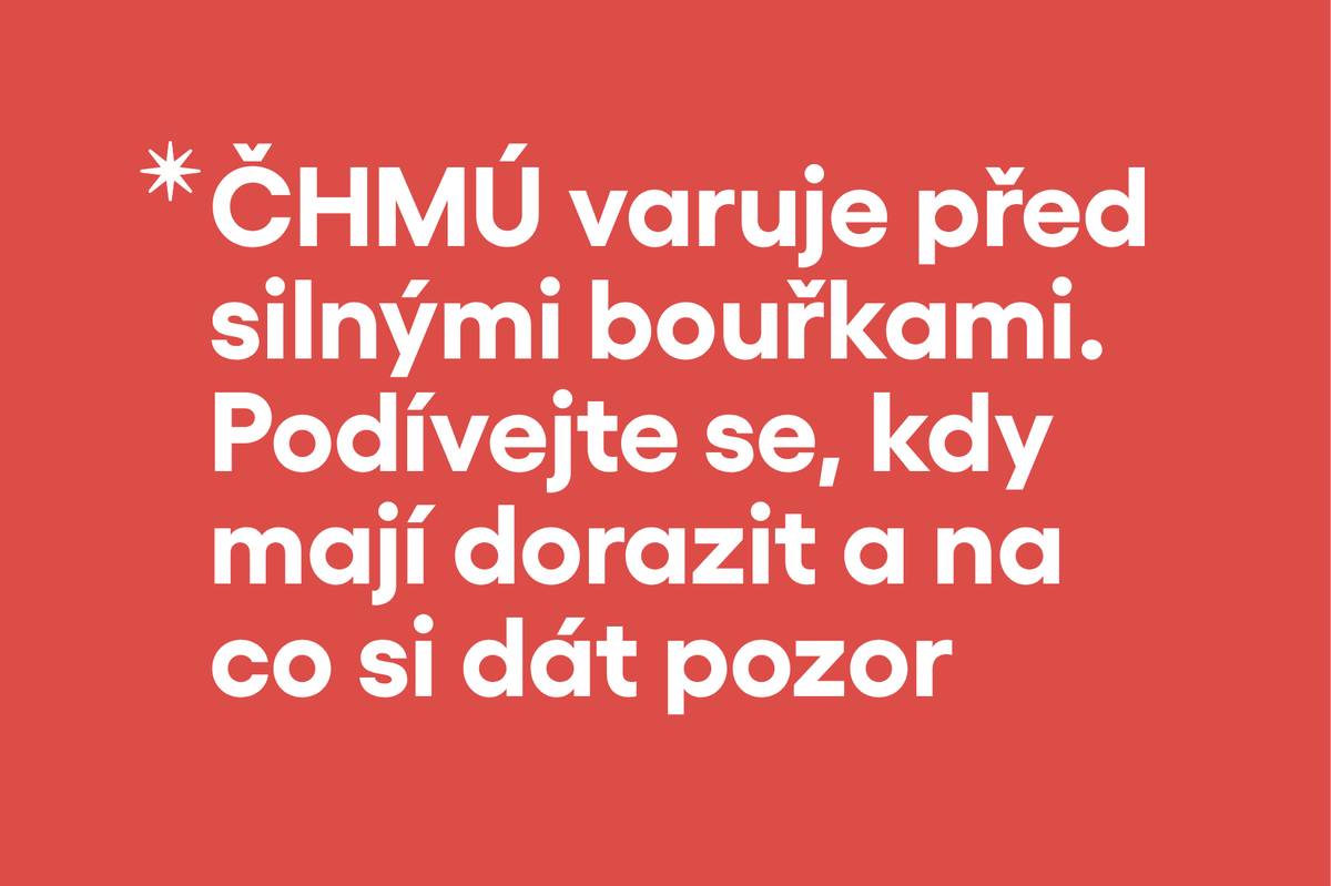 Výstraha bude v platnosti od pátku 28. srpna od 18:00 do soboty 29. srpna do 4:00 hodin. ČHMÚ očekává silné bouřky doprovázené především přívalovým deštěm s úhrny kolem 35 mm, menšími kroupami a nárazy větru kolem 70 km/h.