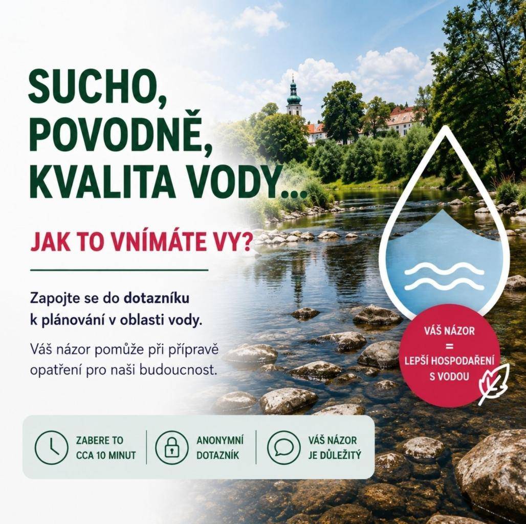 Ministerstvo zemědělství ve spolupráci s Ústavem zemědělské ekonomiky a informací realizuje dotazníkové šetření zaměřené na plánování v oblasti vody v České republice.