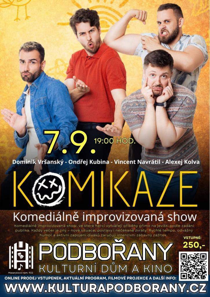 Popis: Komediálně improvizovaná show, ve které herci vytvářejí příběhy přímo na jevišti podle zadání publika. Každý večer je jiný – nové situace, postavy i nečekané zvraty. Rychlé tempo, odvážný humor a aktivní zapojení diváků zaručují intenzivní zábavný zážitek.