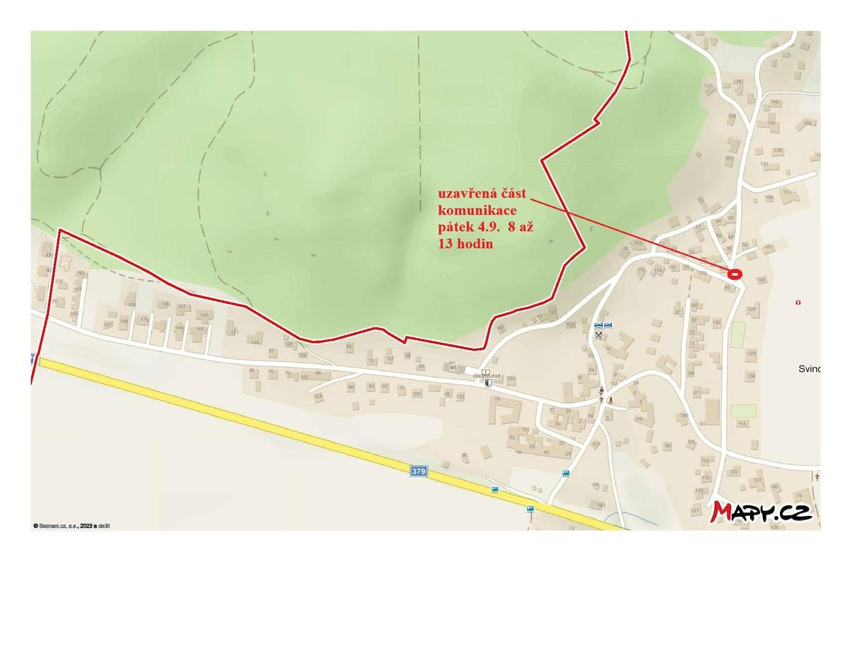Dobrý den, z důvodu betonářských prací na stavbě bude v pátek 4.9. od 8 do 13 hodin uzavřena část místní komunikace viz přiložená mapka.  Josef Hemzal, starosta